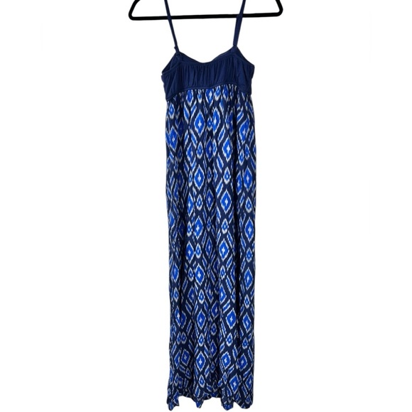Anthropologie Lilka Cobalt Blue Ikat Maxi
Dress, Small Boho Hippie Summer Straps - Picture 7 of 8